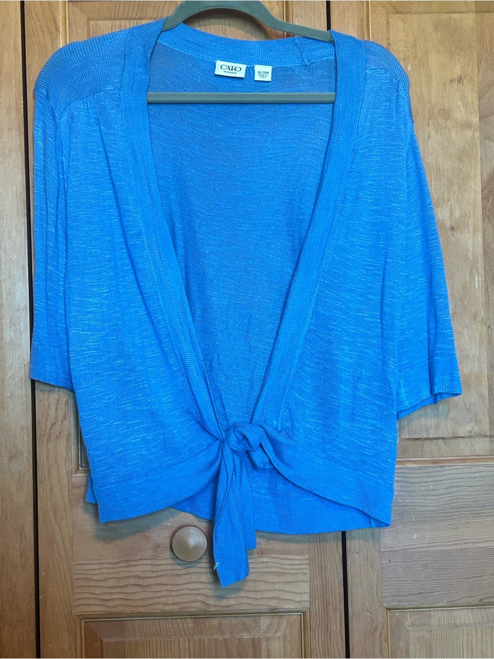 Cato Women's Bright Blue Tie-Front Short Sleeve Cardigan